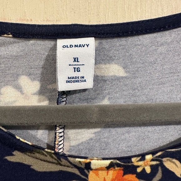 Old Navy Navy Dress with Orange and Yellow Floral Design - Picture 2 of 3